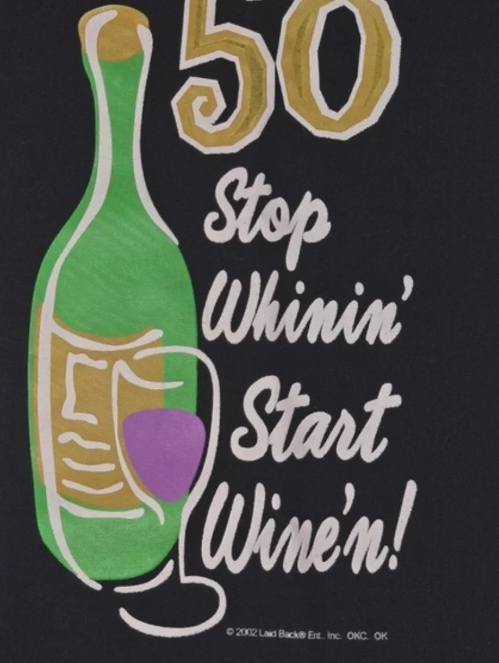 Funny 50th Birthday Black Fabric Wine Bottle Gift Bag Stop Whinin' Start Wine'n
